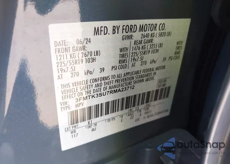 2024 Ford Mustang Mach-E Premium из США, поврежденный, VIN 3FMTK3SU7RMA23712